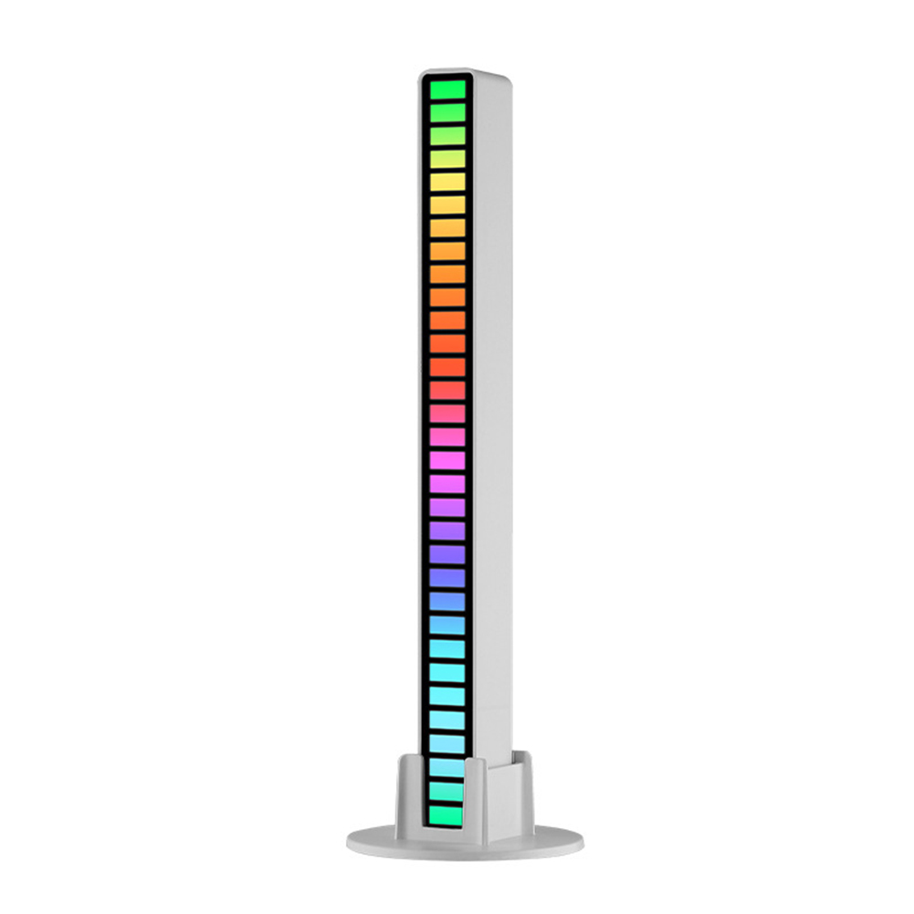 RGB Sound Control Pickup Rhythm Light USB Rechargable Voice-Activated Music Ambient Lights LED Strip Light Car Atmosphere Lamp: Silver / USB plug in