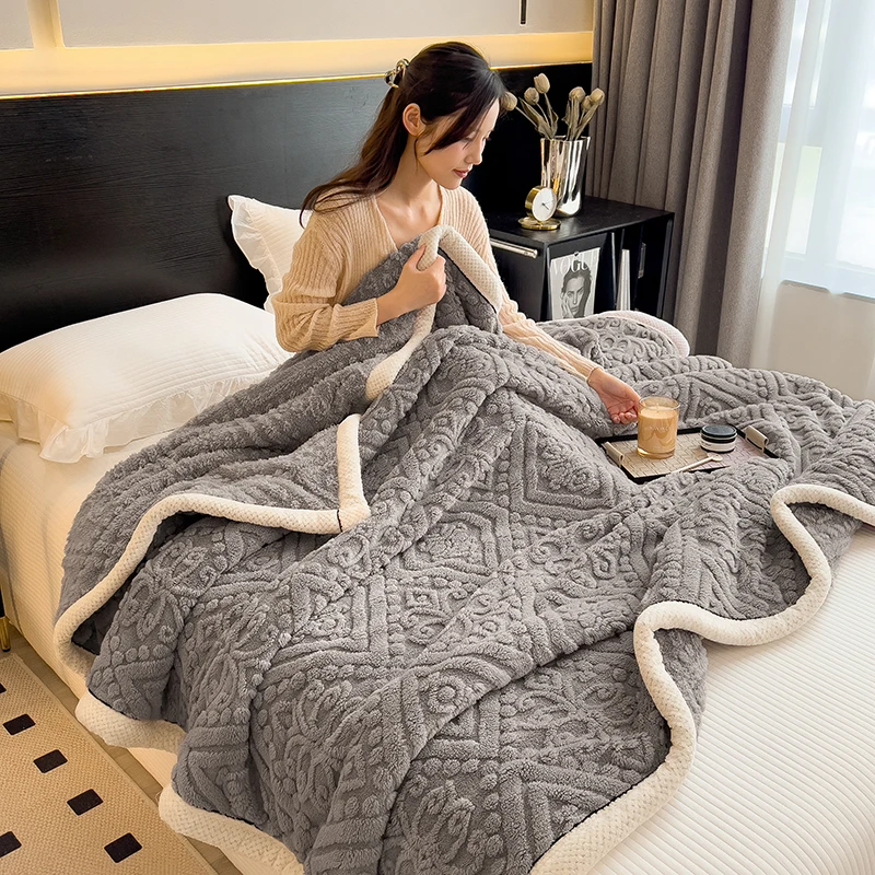 Europese stijl gesneden fluwelen warme deken voor bed Zachte pluizige bankhoes Dekens Super warmte Herfst Winter Gooi deken