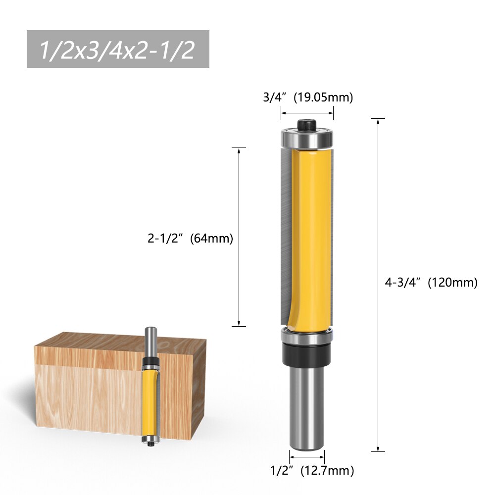 Lavie 1pc 12mm 1/2 skaft topp &amp; bottenlager med jämnt trimmönster överfräsbitsfräs för träbearbetningsfräsar  mc03010: 12.7mm skaft