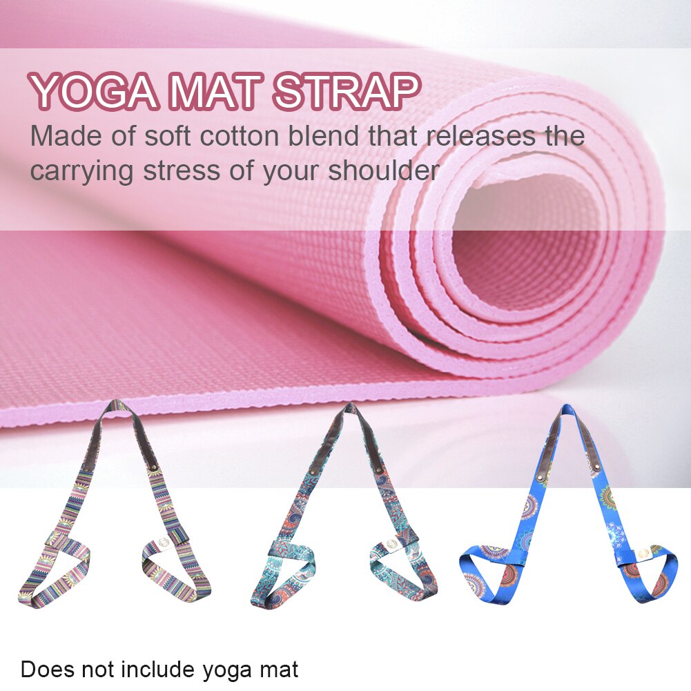 Dehnbarer yogamattengurt, fitness-gürtel, bedruckt, tragegurt für sport, hüfte, bein, schulter, verstellbar, multifunktional