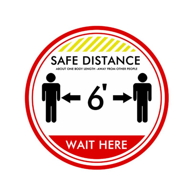 Please practice social distancing floor sign.Safety sign.11" Circle Pressure sensitive adhesive. Pressure sensitive vinyl, made