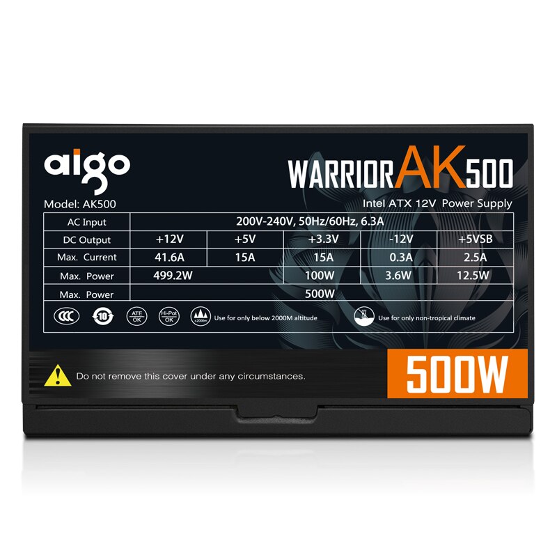 Aigo ak500 PFC max 500 W Watt PC Power Supply unit Gaming Quiet 120mm Fan 24pin 12V ATX PSU Desktop computer Power Supply for pc