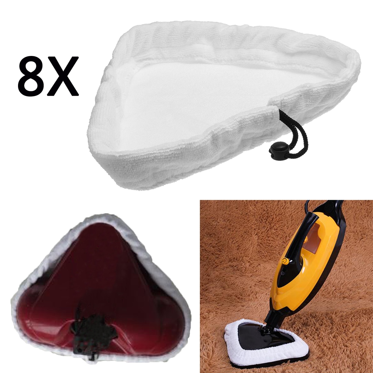 Tampons pour nettoyeur vapeur, 8 pièces, serpillères de remplacement, accessoires pour l'entretien ménager microfibre