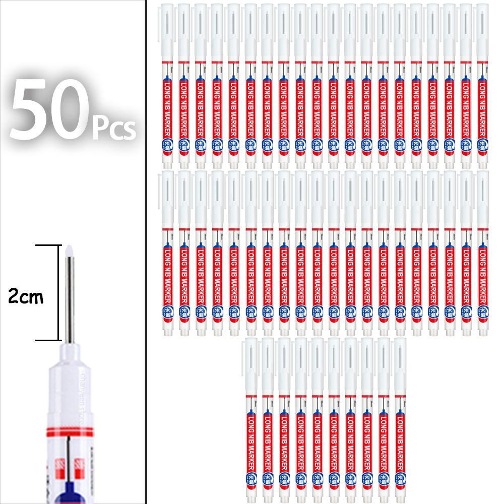 Rotuladores de cabeza larga impermeables de 2cm, rotulador de Agujero profundo para herramientas de carpintería de carpintero de Metal, Blanco/rojo/negro/azul/verde, 5-100 Uds.