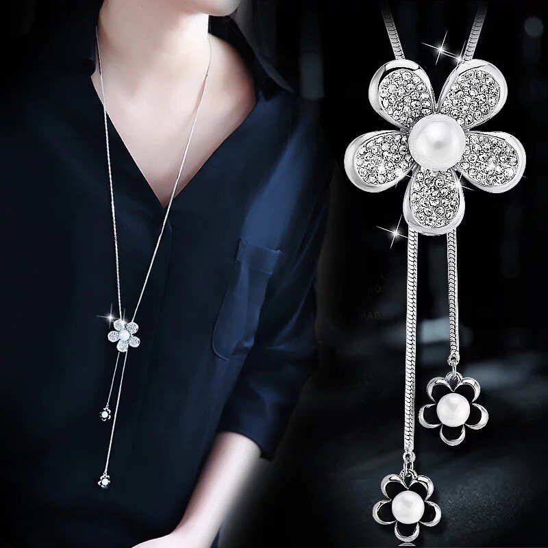 Statement Maxi Long Necklaces & Pendants for Women Geometric Necklace Jewelry Collier Femme Collar Accessories: 1 Flower