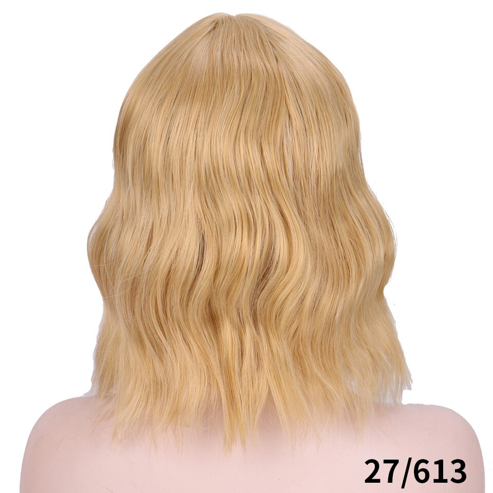 Peluca sintética shangke de pelo corto ondulado con degradado ombré, ideal para cosplay diario de estilo bob de fibra resistente al calor para mujer.: T27/30/4