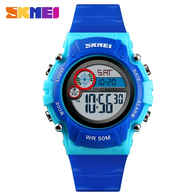 Skmei Kinderen Led Elektronische Horloge 50M Waterdichte Kids Digitale Horloge Chronograaf Countdown Sport Horloges Voor Boyer Meisjes: Dark blue watch