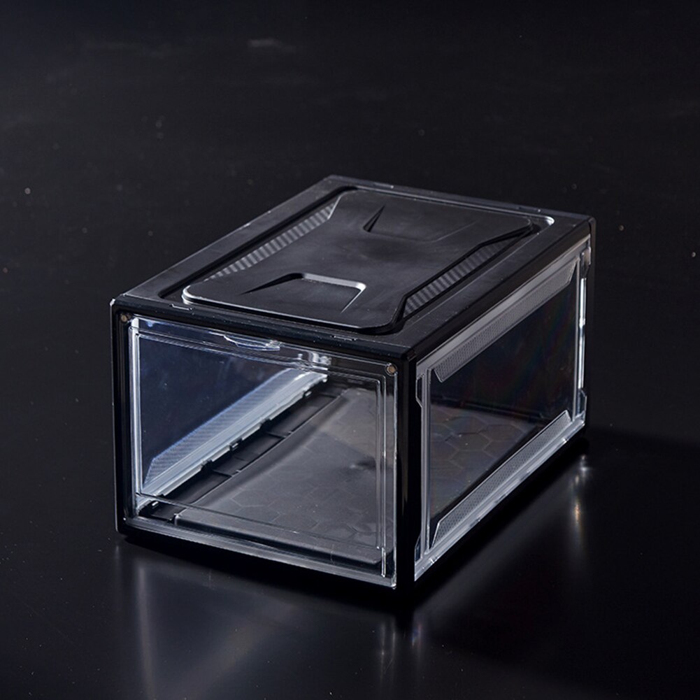 Dust-Proof Plastic Acryl Transparante Opslag Schoenendoos Magnetische Thuis High-Top Basketbal Schoenendoos Vochtbestendige schoenenkast: Black