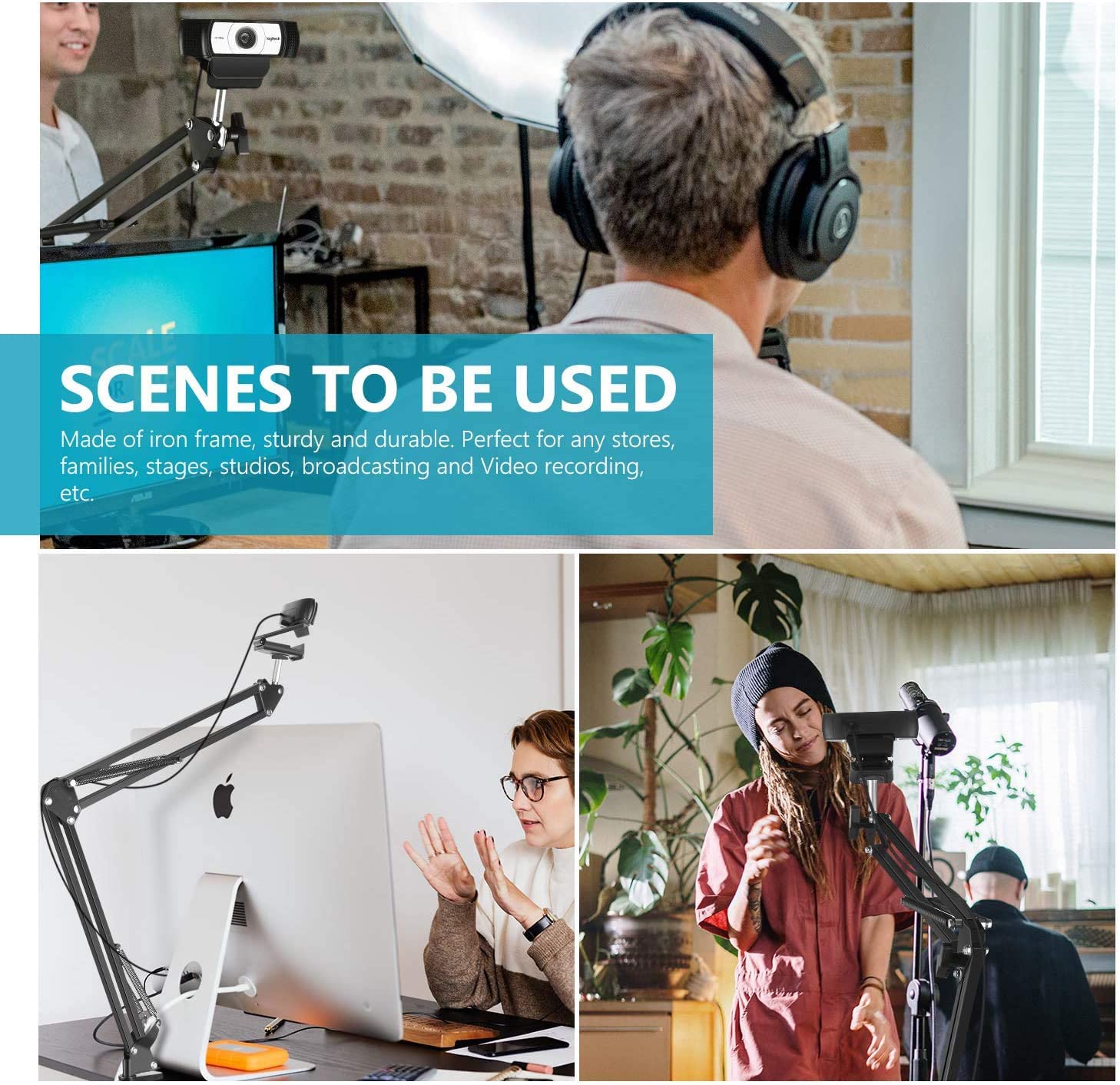 Desktop Microphone Stand Adjustable Suspension Arm Stands Stabilizer Webcam Holder for Logitech Web Camera C922 C930e C930 C920