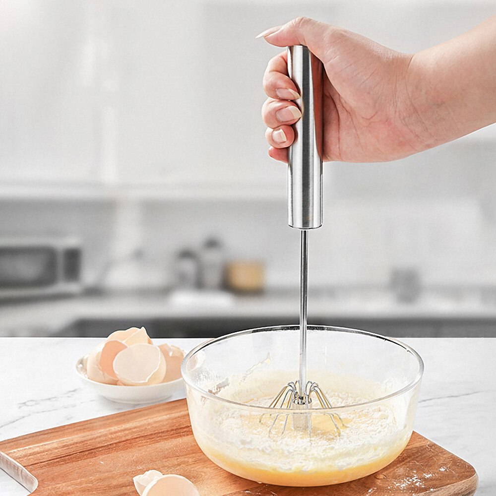 Halbautomatische Rührgerät Ei Schläger Manuelle Selbst Drehen Edelstahl Schneebesen Hand Rührgerät Ei Creme Rühren Küche Werkzeuge