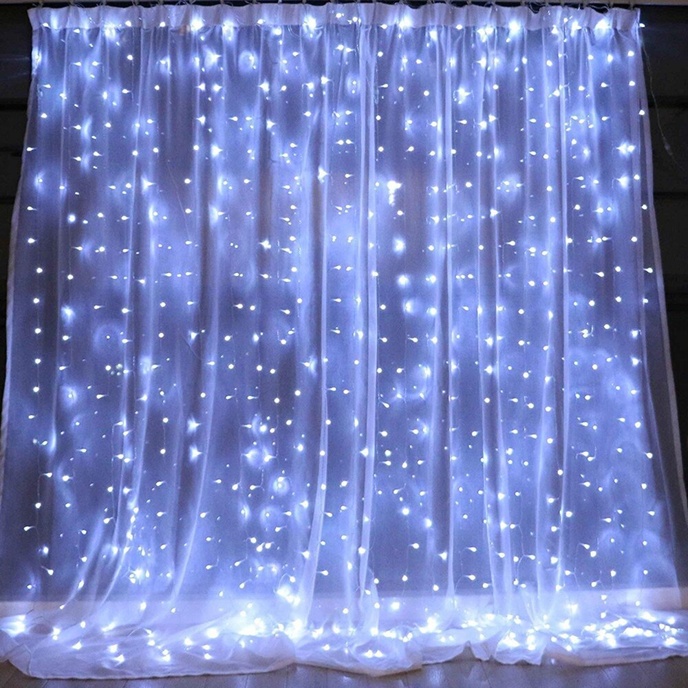Vanntett solcelle led gardin lysstreng 3 x 3m 300 led vindu gardin lys for vegg hage bryllup halloween fest dekorasjon