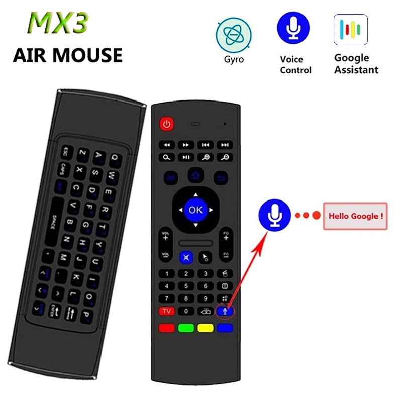 MX3 Backlit Air Mouse T3 Google Smart Ir Afstandsbediening 2.4G Rf Draadloze Toetsenbord Voor X96 Mini H96 Max x2 Pro Android Tv
