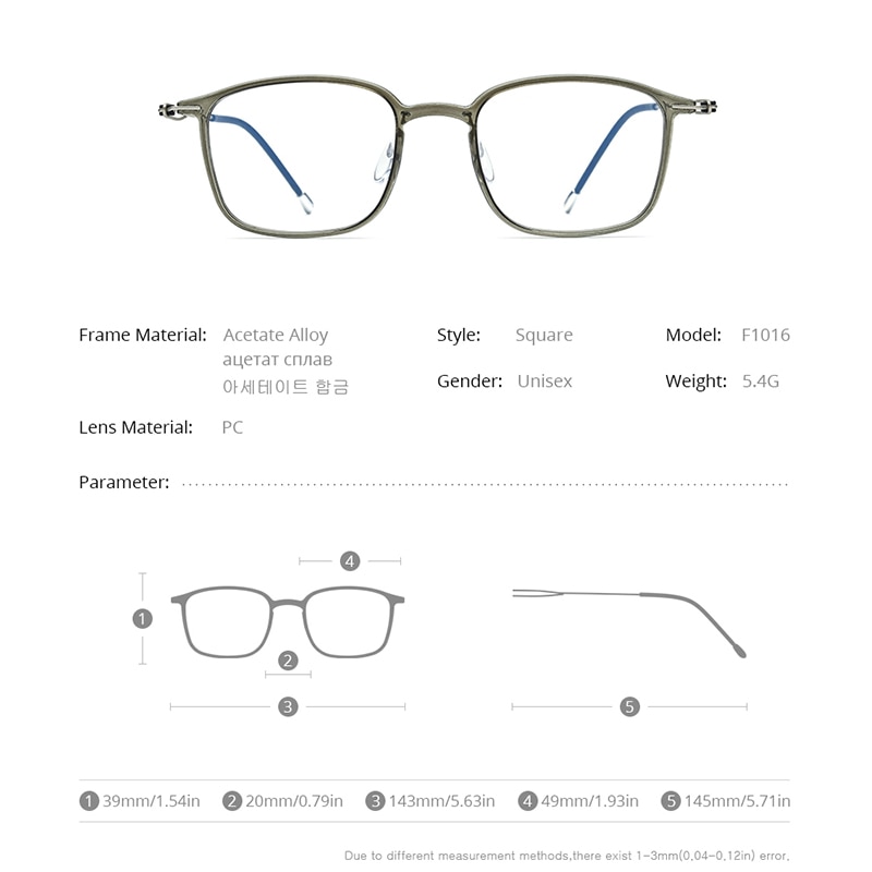 FONEX Titanium Alloy Glasses Frame Men Prescription Eyeglasses Women Square Myopia Optical Frame Korean Screwless Eyewear F1016