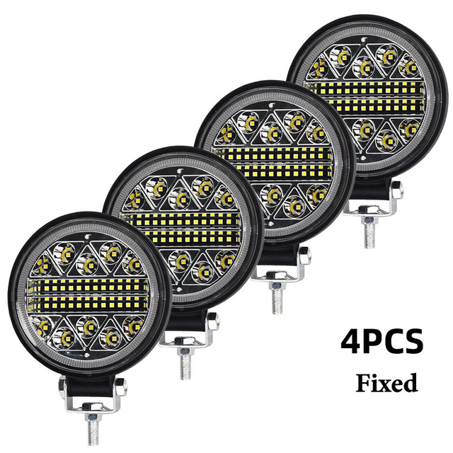 2PCS 12V 54W Work Light led bar LED lightbar 3030 LED 18SMD for Truck Tractor SUV 4x4 Car Led Headlights Lighting Spot work bar: Round Fixed 4PCS