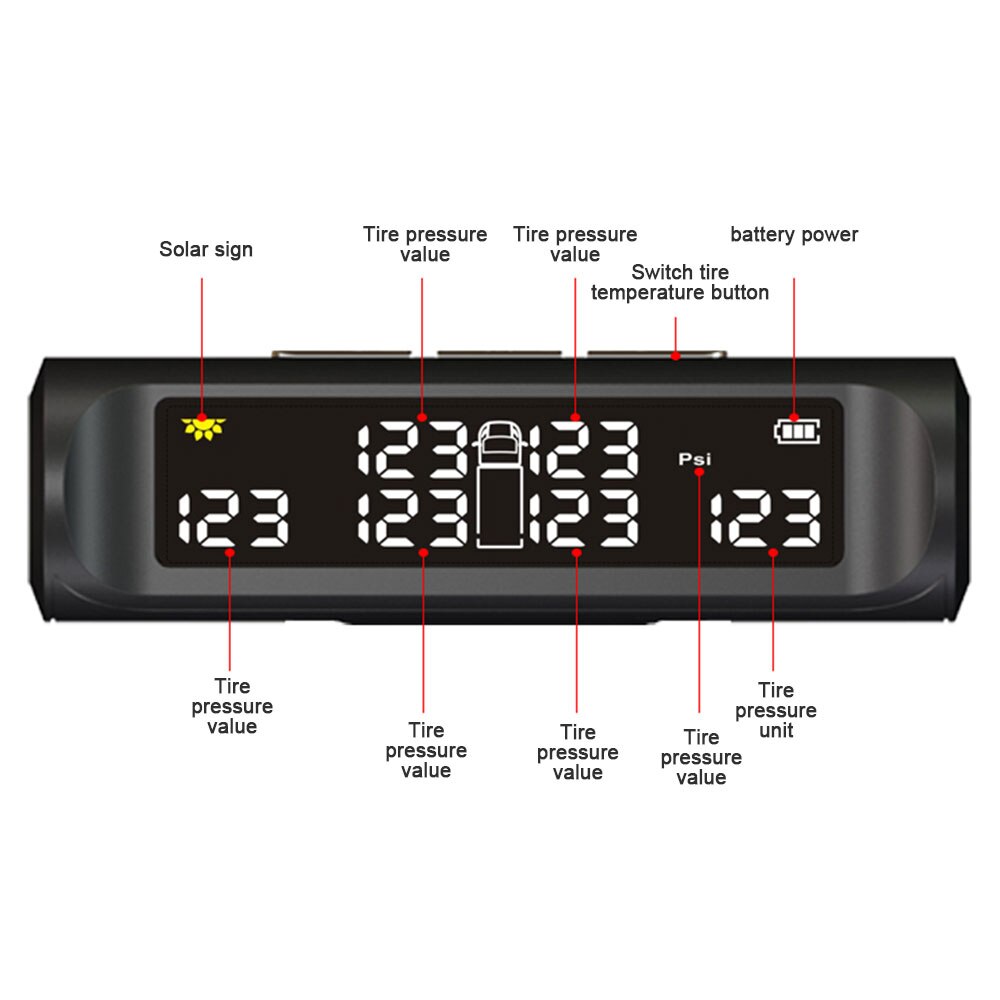 Däcktrycksövervakningssystem lastbil tpms däcktrycksövervakning 8.0 bar usb 6 st sensor runda fordon explosionssäkra