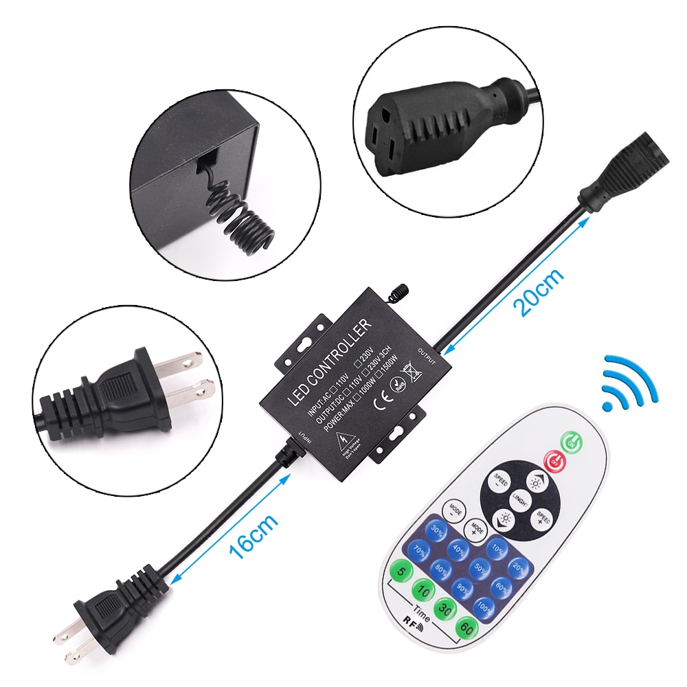 Ac 110V 220V Led Strip Dimmer 23 Keys Rf Afstandsbediening Dimmer Voor Dimmen Led String/Led lamp/Led Strip Met Eu/Us/Au Plug