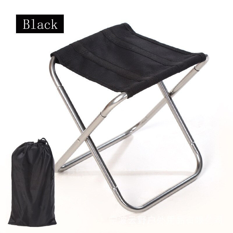 Folde lille skammel bænk skammel bærbar udendørs hoppe ultra let metro tog rejse picnic camping fiske stol foldbar: Sort stol