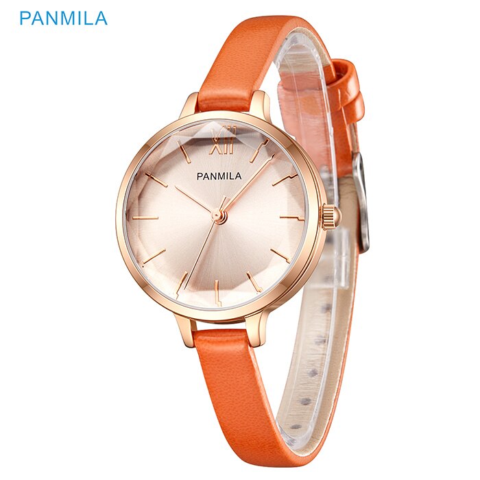 Klassiske hvide dameure enkel stor urskive quartz ur dame læder vandtæt kjole armbåndsur ur relogio feminino: Orange ur