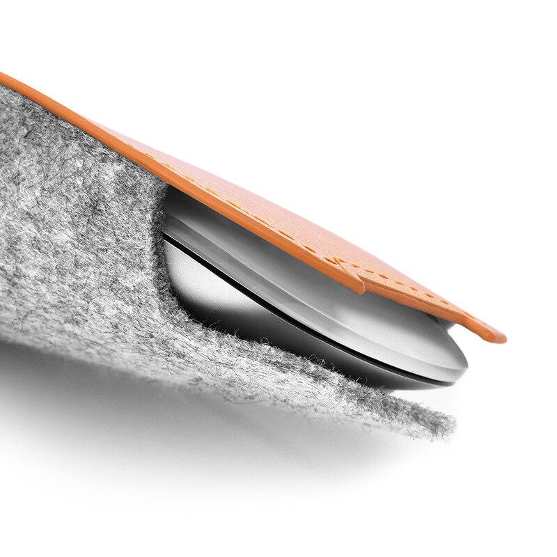 Orange pu læder musetui musetui opbevaringstaske til apple magic mouse cover computercover