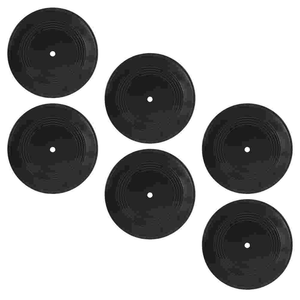 6pcs Retro Vinyl Records Wall Decorative Records Wall Adornments: 10.5X10.5X0.1CM