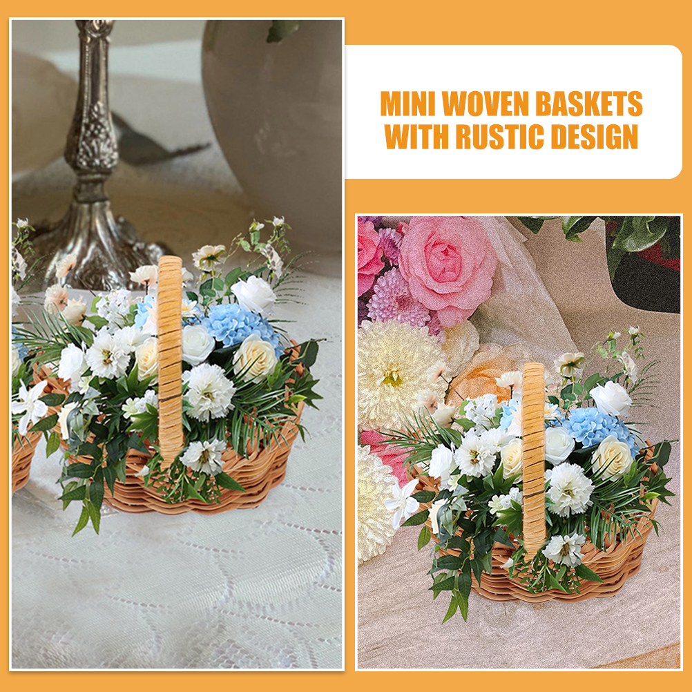 2 uds cestas Mini decoraciones en miniatura para favores decoración pequeña con asa decorar Picnic