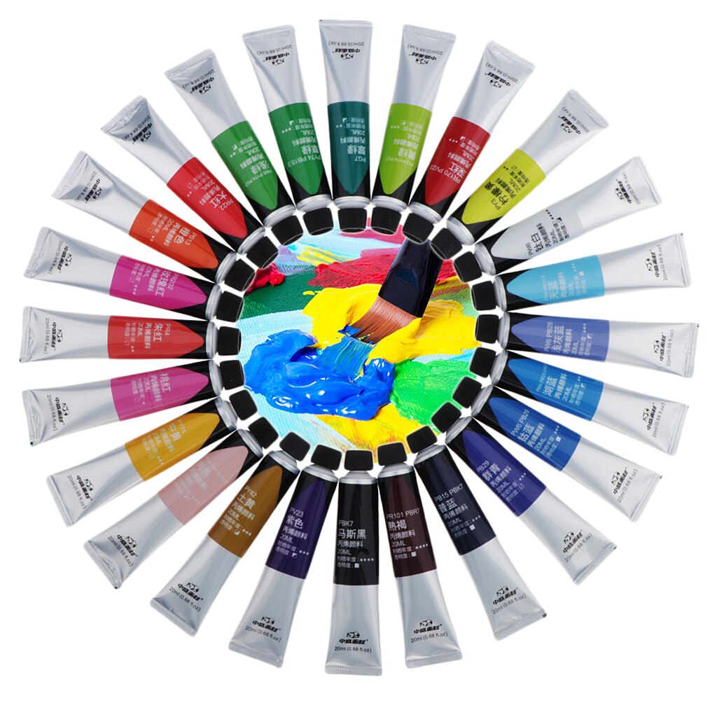 12/24x Waterproof ACRYLIC PAINT Set Artist Kids Painting: 24 Color 20ml 11cm