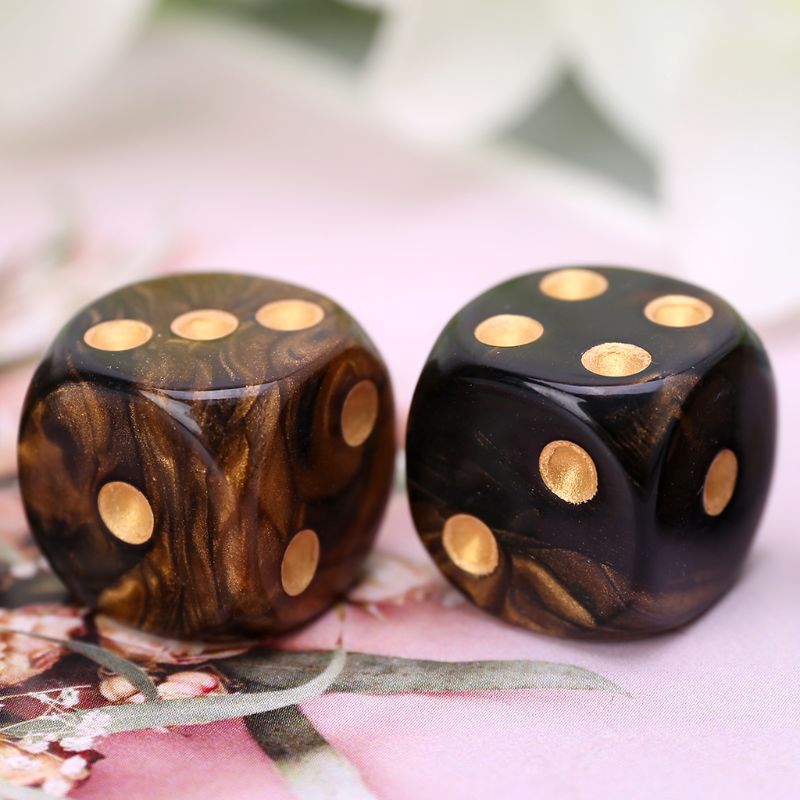 10 Stck 16mm Harz Würfel D6 Schwarz Gold Punkte Runde Kanten KTV Bar Nachtclub Unterhaltung Werkzeuge Erwachsene Spielzeug R9CE
