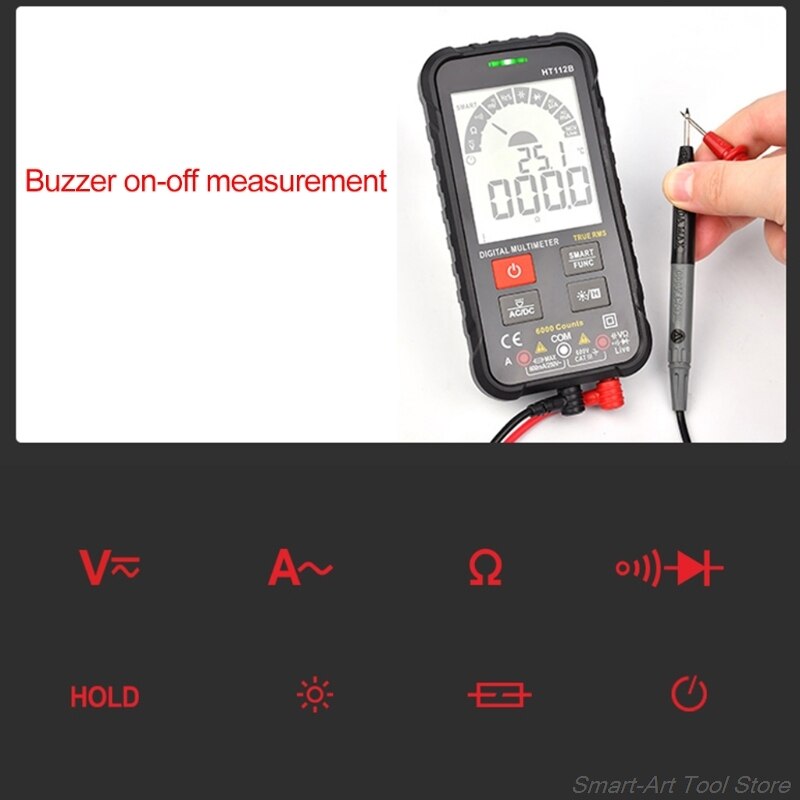 Digital Multimeter Auto 600V True Rms Battery Tester True RMS Capacitance Amp NCV Detector HT112B Advance Multimetro M09 21