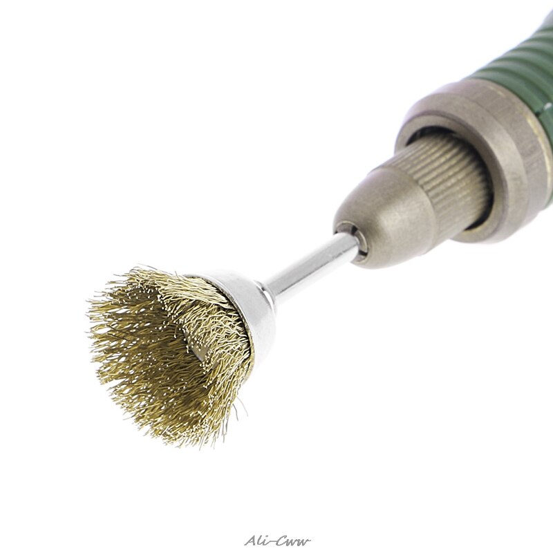 10 stuks mini draadborstels messing komschijf voor slijpmachine of boormachine 3 mm x 18mm