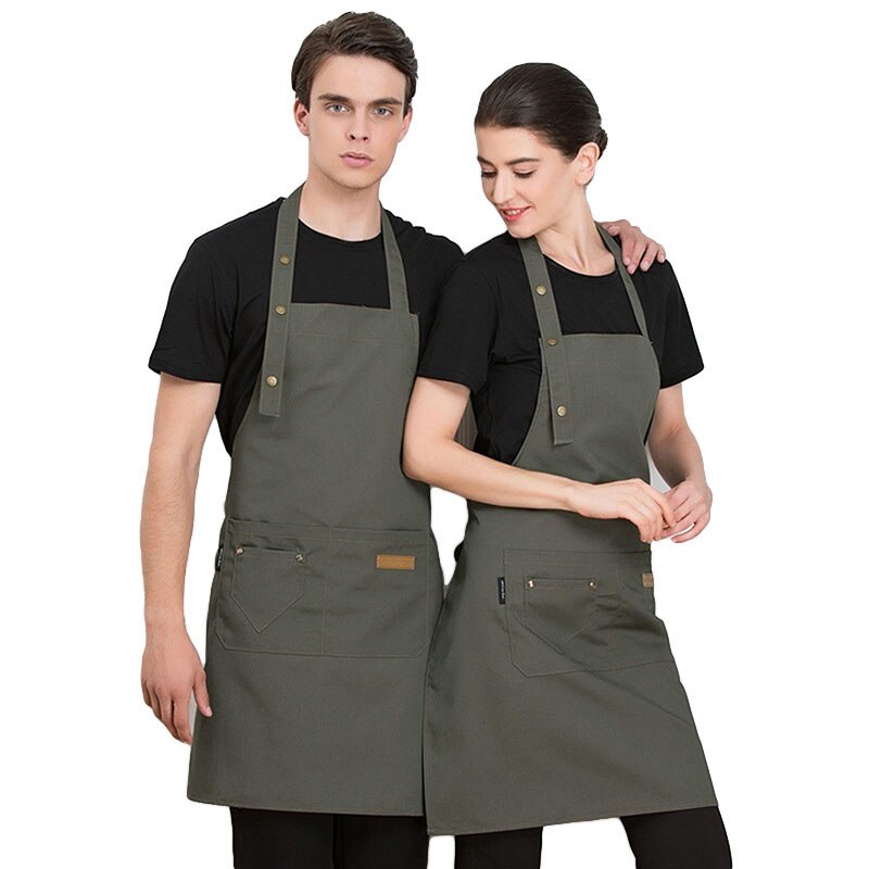 Unisex Werk Schort Voor Chef Verstelbare Kapper Schorten Keuken Uniformen Ober Werkkleding Food Service Restaurant Cook Bib: Dark gray Apron
