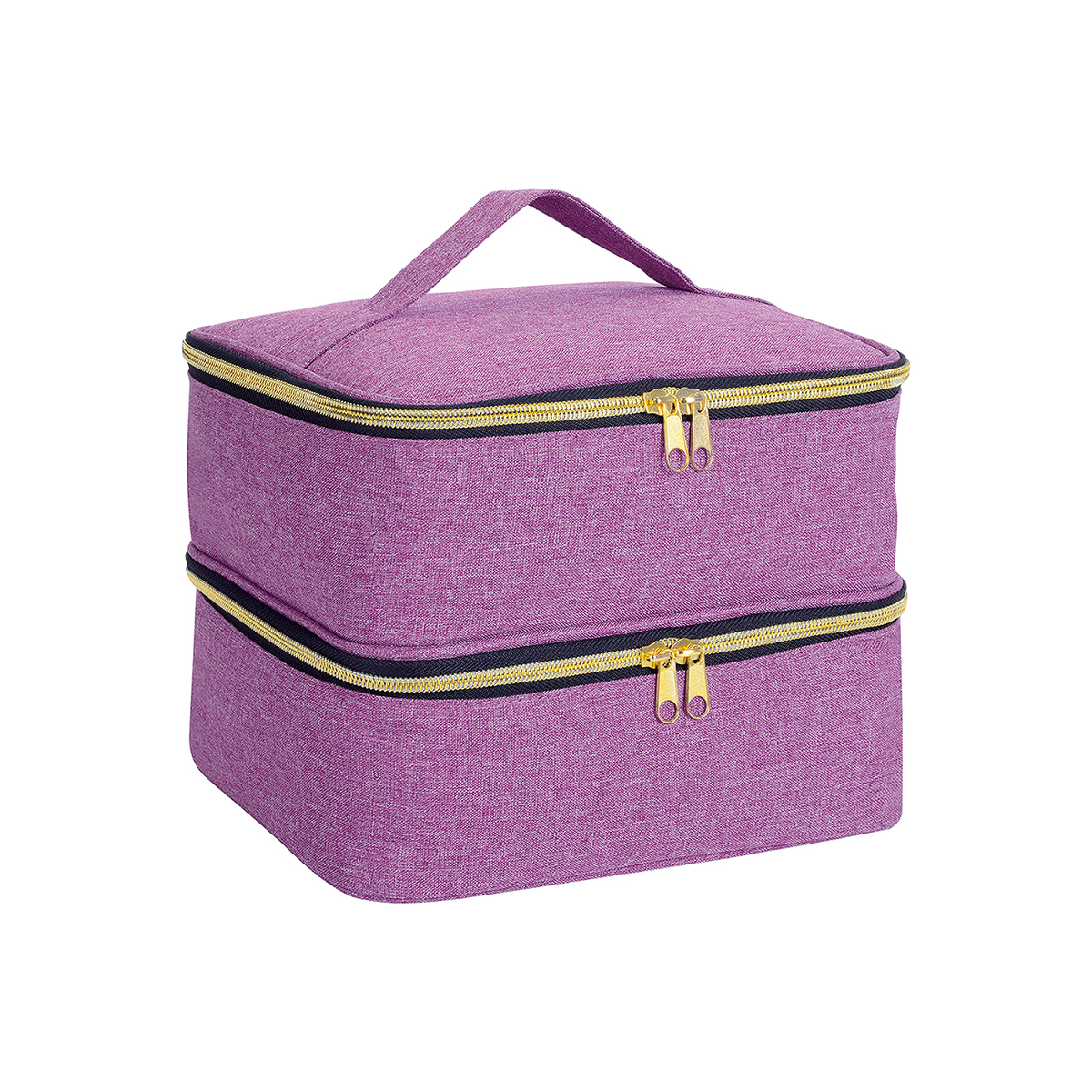 Nail Polish Organizer Handheld Double Layer CosmeticOrganizer Tote Bag For Girls And Women Nail Art, EssentialOil, Cosmetic Set: PURPLE