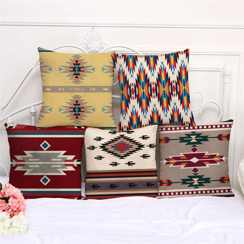 Sierkussen Gevallen Bohemian Aztec Geometrische Patroon Kussenhoes 45Cm X 45Cm Thuis Woonkamer Decoratie Linnen/katoen Kussensloop