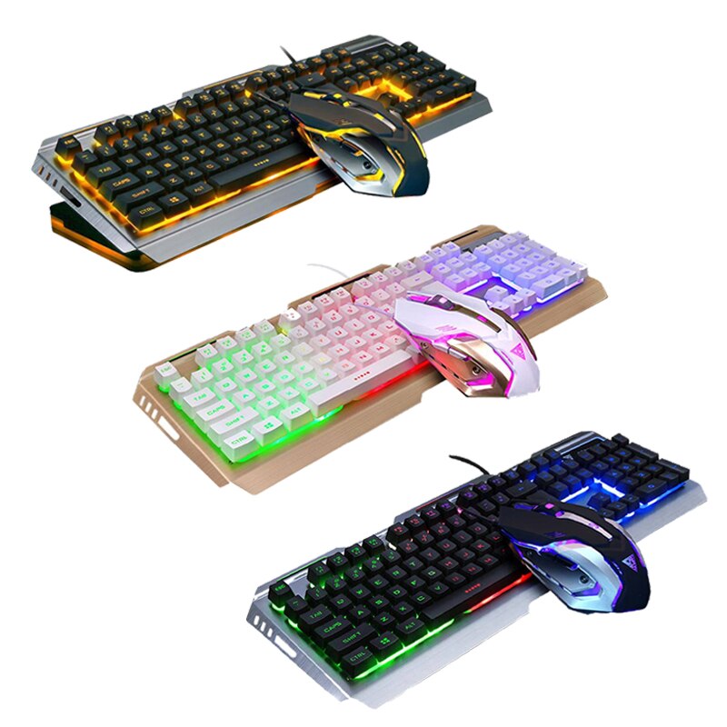 VKTECH 104 keys Gaming Mechanical Keyboard Mouse Set USB Wired Ergonomic RGB Backlight Keyboared Gaming Gamer Keyboard Mouse Set