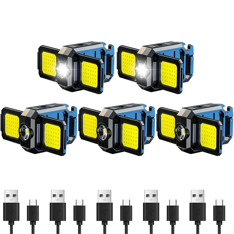 Mini-zaklamp sleutelhangerlicht COB-werklamp USB oplaadbare lamp met 90 ° Opvouwbare zijlichten Superheldere draagbare lantaarns: RGB