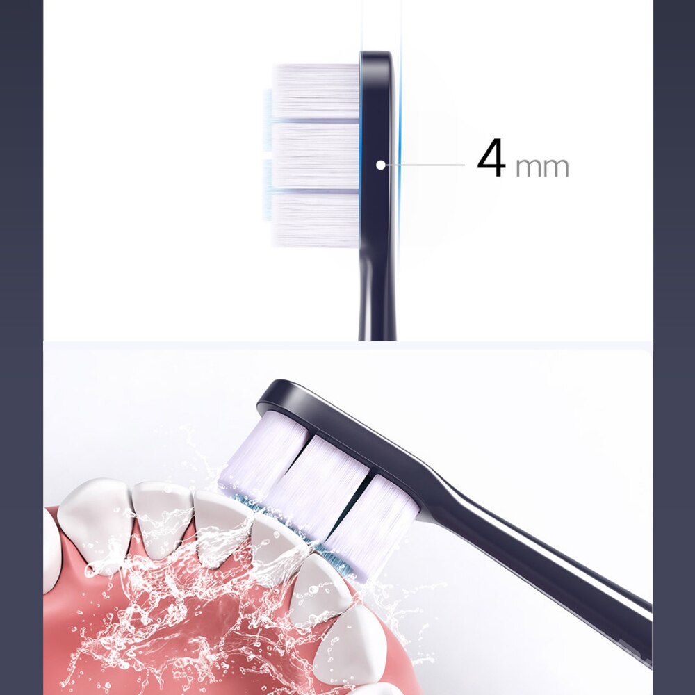 Xiaomi Mijia-cepillo de dientes eléctrico T700, repuesto de 2 uds., resistente al agua, suave