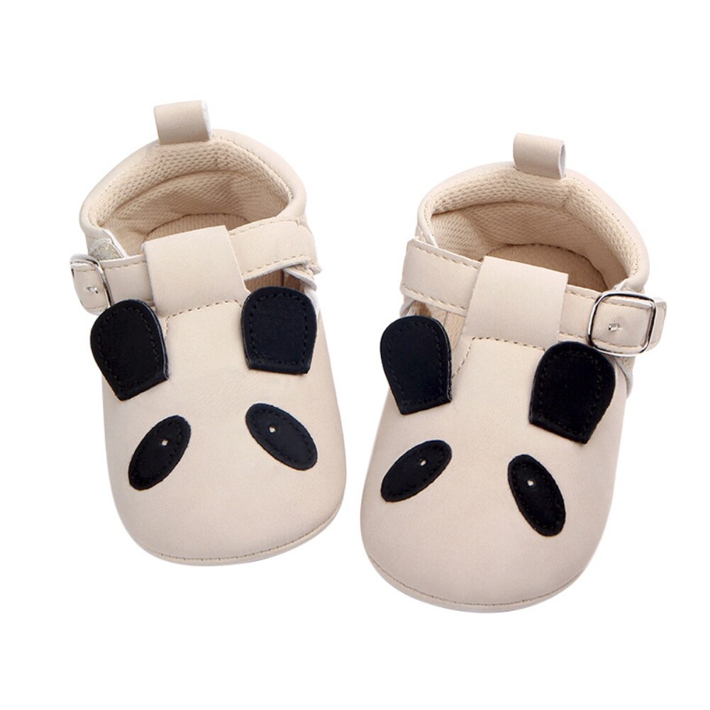 Tecknade djur mockasiner bebis pojke flickor skor panda mus nyfödd spädbarn småbarn mjuk sula first walker prewalkers