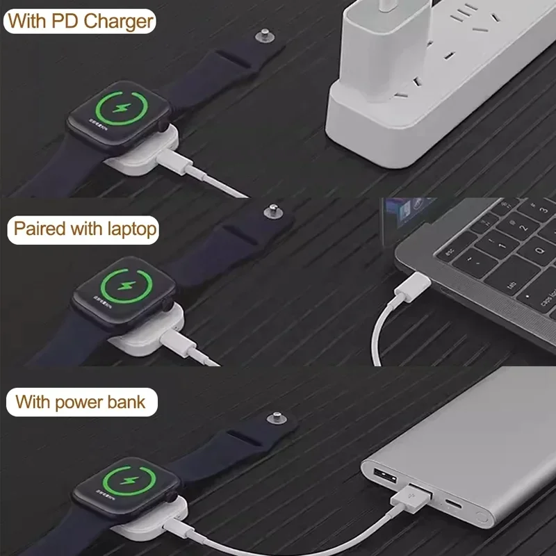 VIKEFON – chargeur sans fil pour montre magnétique rapide, pour Apple Watch série IWatch 9 8 7 6 5, adaptateur de station d'accueil de Type C 8 broches, charge Portable