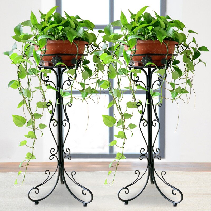Flower stand flower pot rack single Floor type wrought iron European style indoor living room hanging orchid plant rack