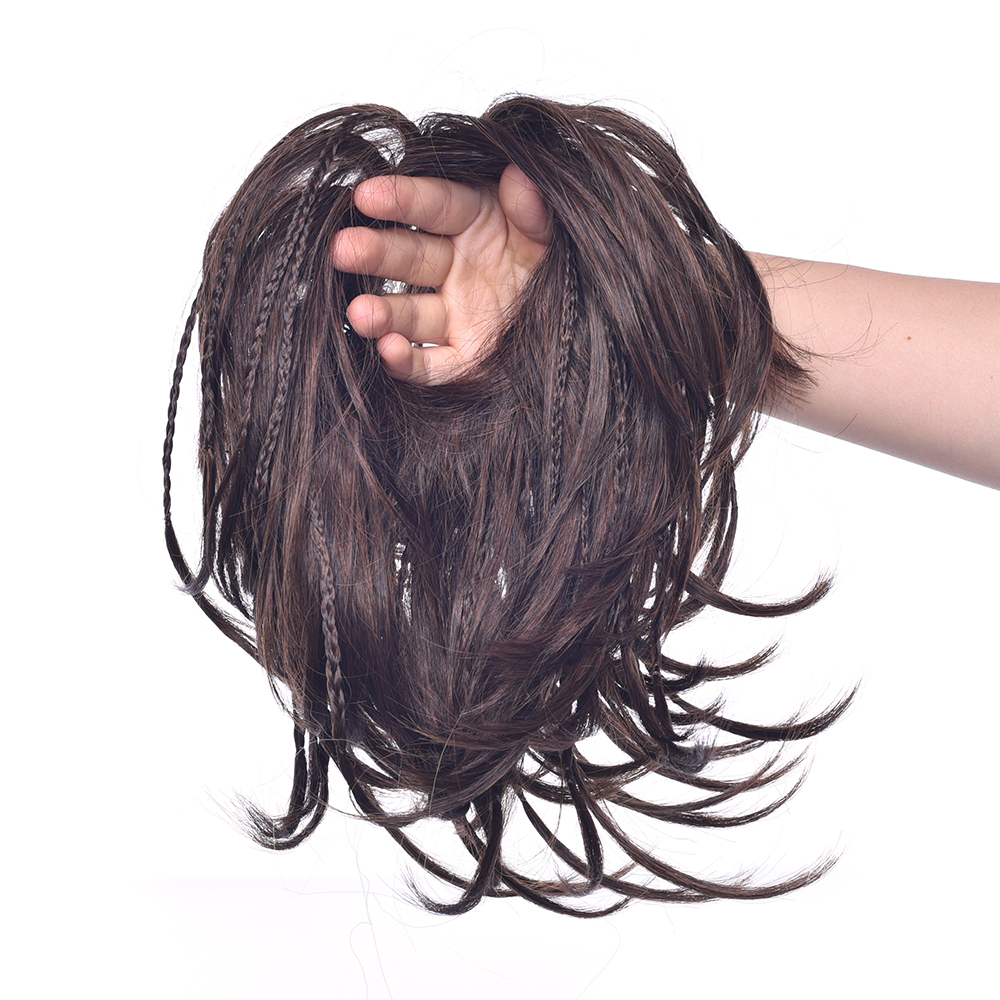 Soowee-Diadema de pelo sintético para mujer, moño, trenza de fibra de alta temperatura, diadema de rodillo
