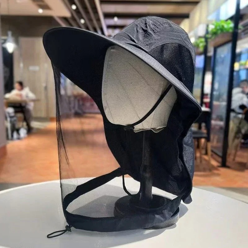 Chapeau de Pêche avec Filet Anti-Moustiques - Chapeau Soleil Pliable pour Randonnée Extérieure - Protection Insectes Unisexe: Transparent