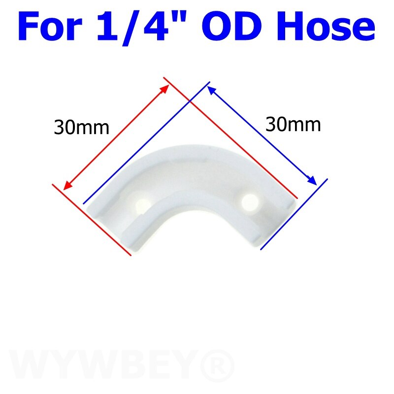 1/4 " 3/8 " pe letku vesiputken virtaus taivutuspidike 90 asteen kiinnityspuristin putki kulmakulman pidike ro vesijärjestelmän letkun putken suuntaus: 6.35mm od letkulle