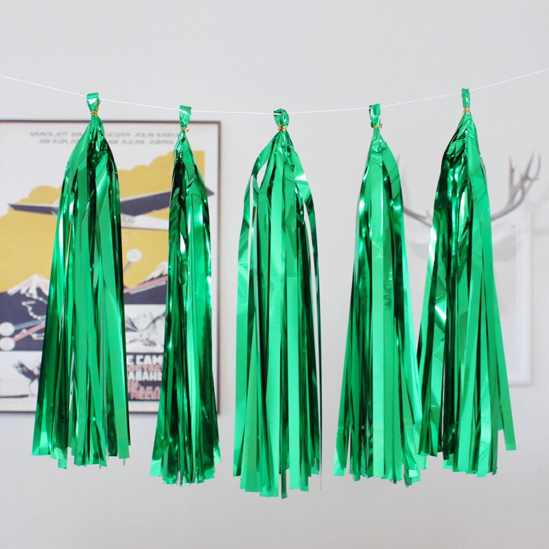 Ballons en ruban à paillettes et pampilles, 5 pièces, guirlande de décoration pour fête d'anniversaire, mariage, banquet, scène, fournitures de décoration: Green