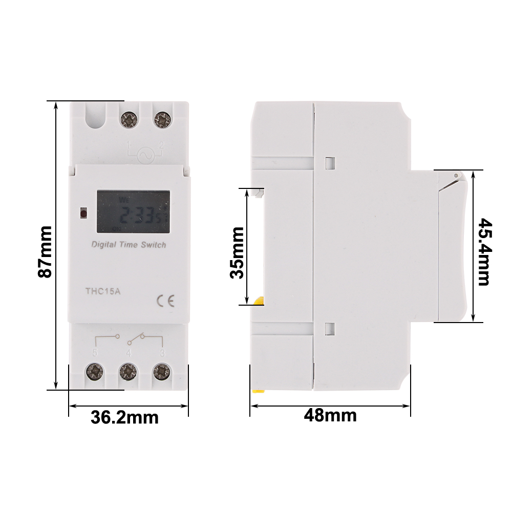 THC15A Type Din Rail 2 wire Weekly 7 Days Programmable Digital TIME SWITCH Relay Timer Control AC 12V 24V 48V230V 220V