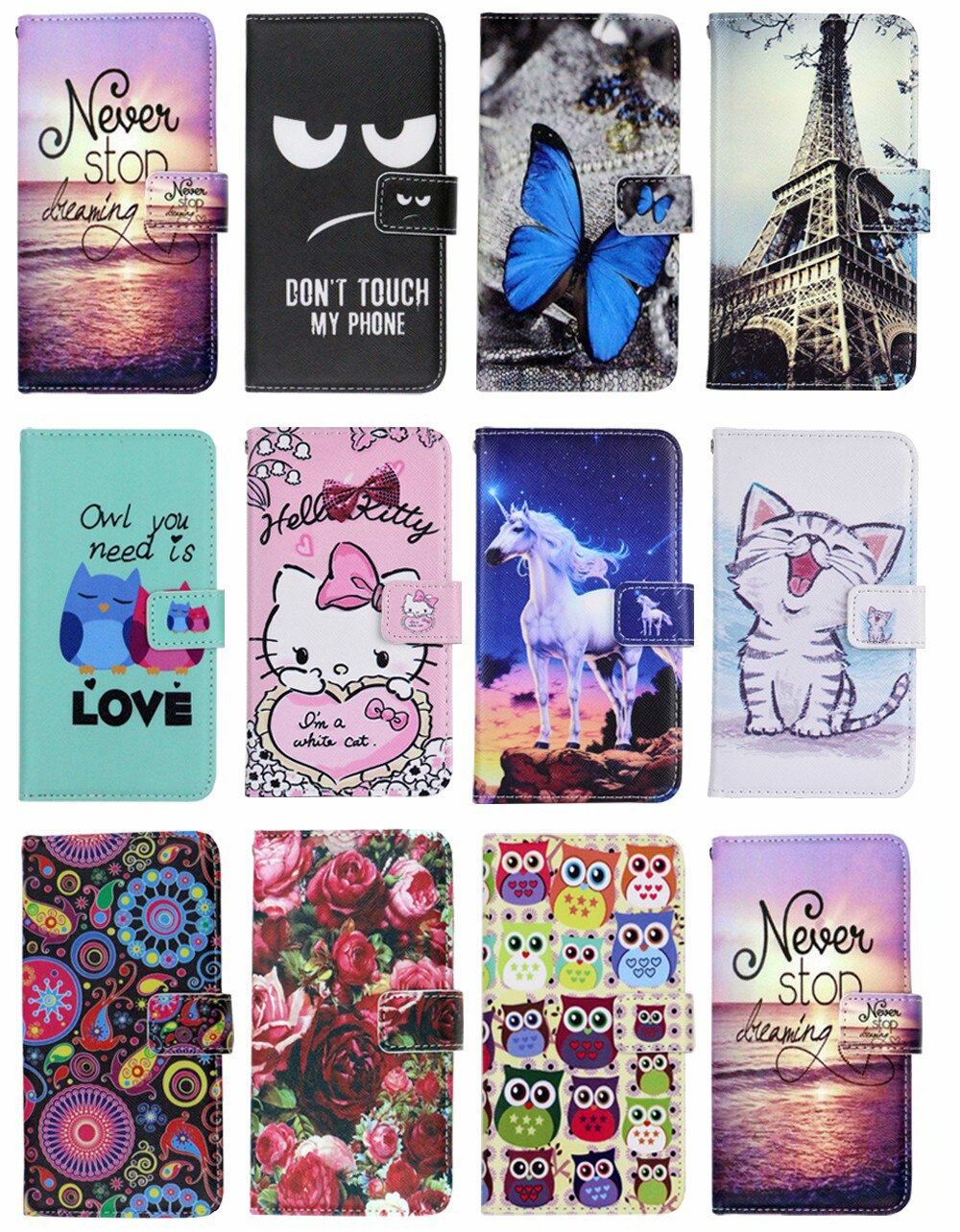 Para BQ 5528L Greve Para A Frente caso dos desenhos animados CASO Carteira De Couro PU Moda Linda Cobertura Legal Bolsa de Celular Escudo