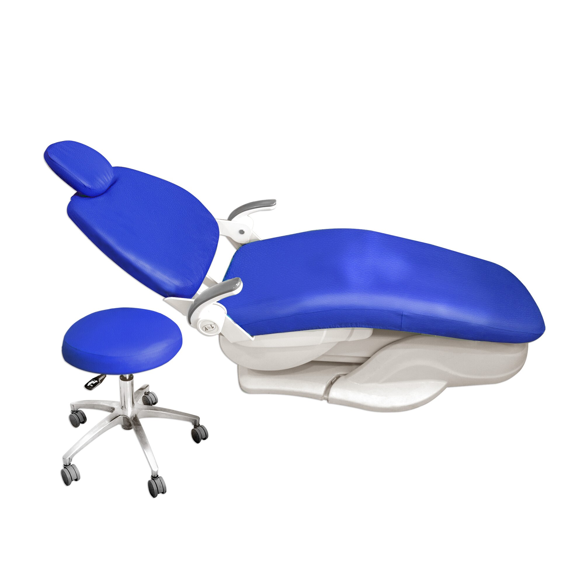 Dental PU Leather Unit Dental Chair Seat Cover Chair Cover Elastic Waterproof Protective Case Protector Dentist Equipment 1 Set: Dark Blue