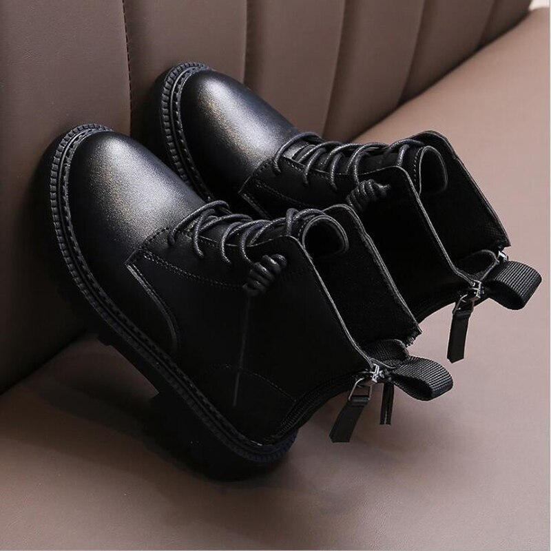 Peuter Jongens Zwart Lederen Schoenen En Najaar Baby Kinderen Laarzen Jongens Casual Sneakers Mode Meisjes Leren Schoenen Kids