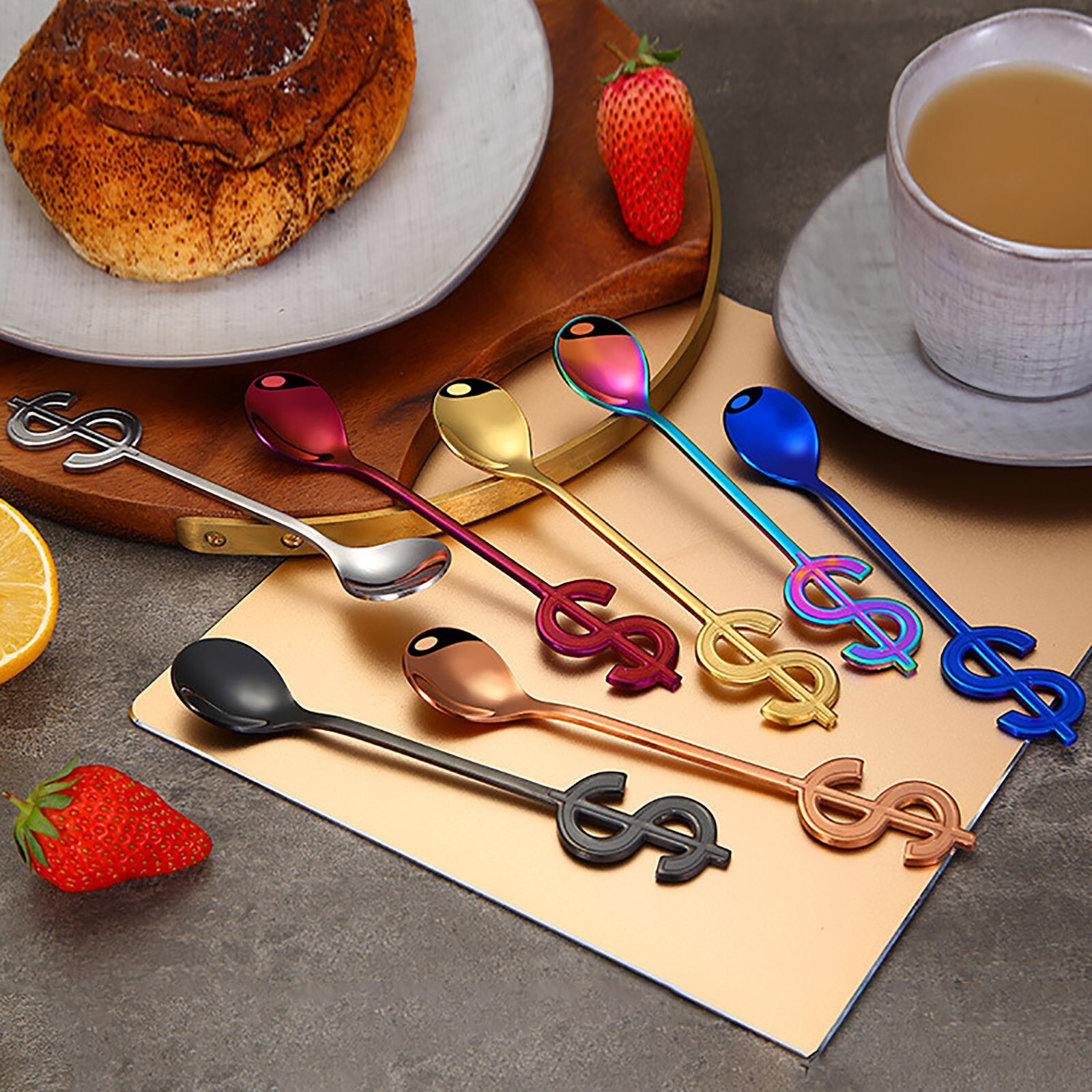 Cucharas creativas de acero inoxidable para café, té, utensilios de cocina, utensilios para beber, cucharas de postre, , 1 ud.