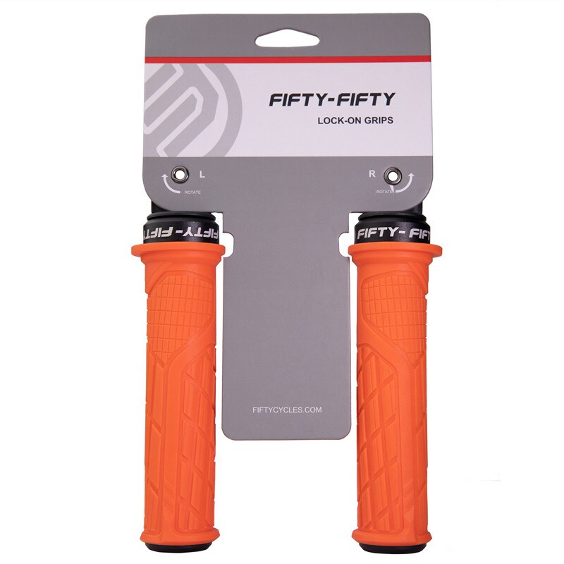 FIFTY-FIFTY MTB Bicycle Grips Custom Rubber Compound Single lock Handlebar Grips Shock-absorbing Soft Bike Grips: Orange