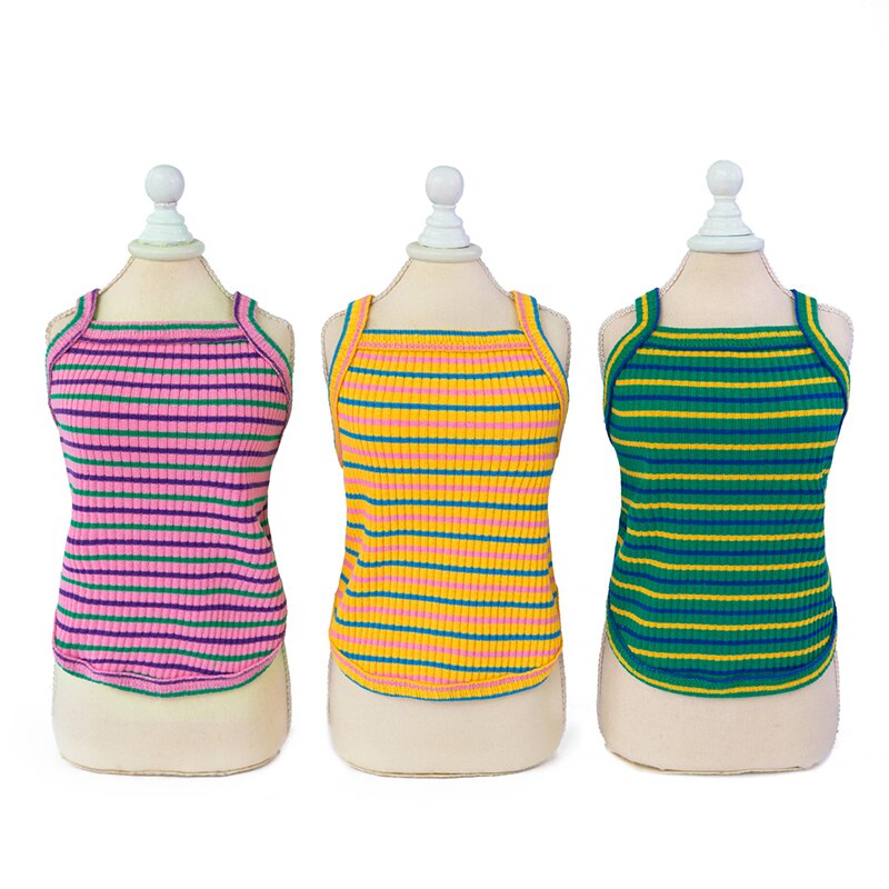 chien vêtements chiot gilet Camisole mignon arc-en-ciel rayé T-shirt été chien vêtements chemise Ropa Perro