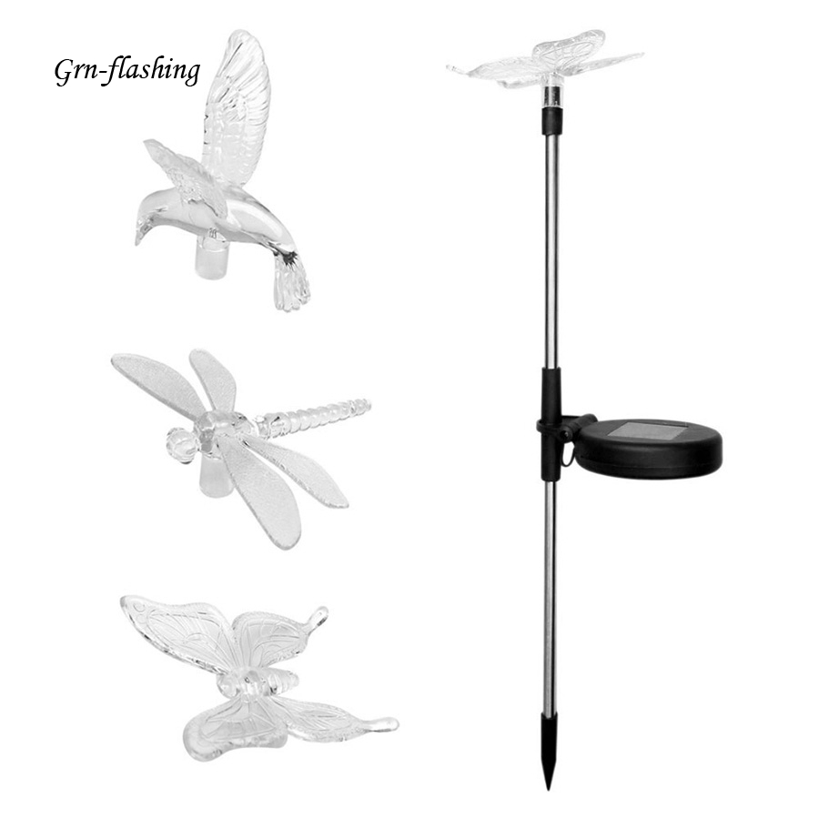 Lampe solaire étanche d'extérieur, décoration pour jardin, papillon, oiseau, libellule, chemin moderne, RGB lampe de jardin solaire LED, décoration pour pelouse